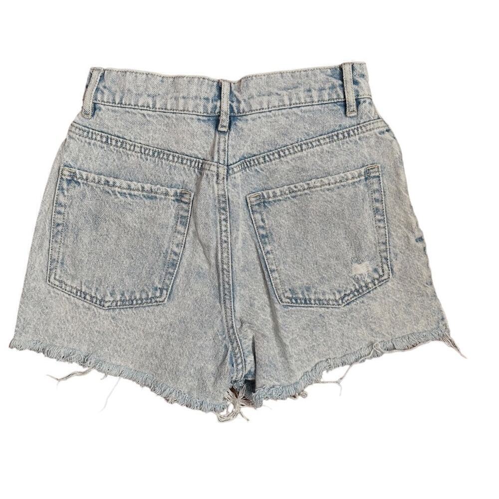 PacSun Jean Cut Off Shorts Women's 24 Light Blue Wash Distressed High Rise - Picture 2 of 6